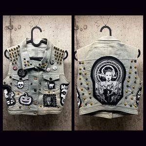 New custom studded punk vest. Misfits, Hellraiser, Horror Vest!